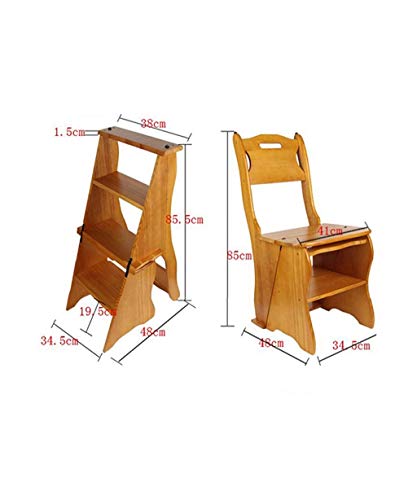 Sillas de escalera multifunción de madera maciza con cuatro capas plegables para el hogar 7