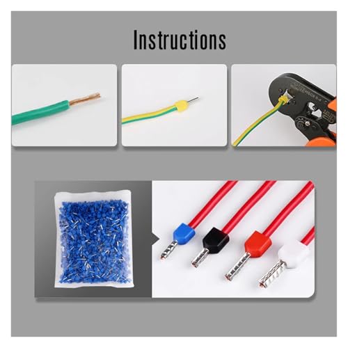 Terminales para doble cable TE6014 y punteras de cobre aisladas para crimpado de cables, 100pcs 6