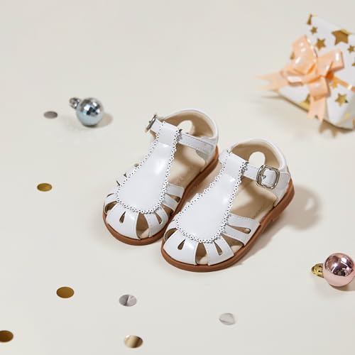 Image of ESTINE Toddler Girls Little Kids Close Toe Sandals - Flower Girl Dress Flats Summer Shoes