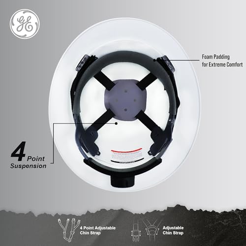 Casco duro blanco sin ventilación GE GH329W con suspensión de trinquete ajustable de 4 puntos 3