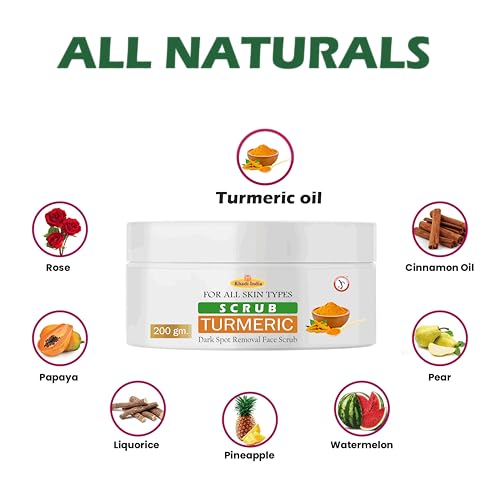 Image of Khadi 100% Pure & Herbal Turmeric Scrub - Glowing Skin & Anti-Inflammatory Face & Body Exfoliator - 400g