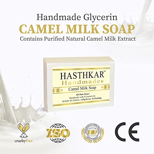 Image of byPureNaturals Hasthkar Handmades Glycerine Camel Milk Soap Bathing Bar for Men & Women 125 gm (Pack Of 4)