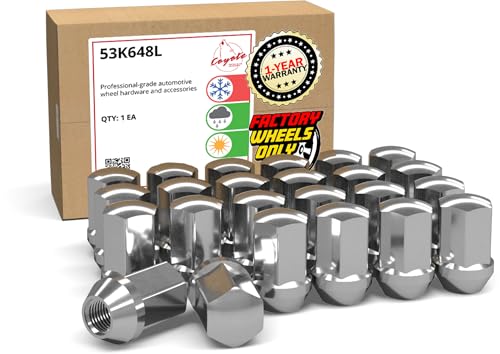 Wheel Accessories Parts Set of 24 Lug Nut M14x1.5 (1.77" Long) OEM Factory Style Direct Lug Nuts Fits 2000-2020 Chevy Silverado Tahoe Suburban Avalanche Dodge Ram (Chrome)