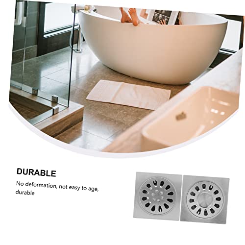 Drain de sol en acier inoxydable carré pour douche et salle de bain | Lot de 2 - 6