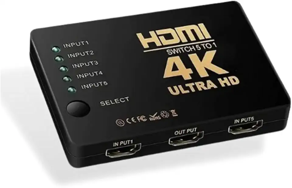 Switch Hdmi 5 X 1 Portas Distribuidor 4k Com Controle Remoto