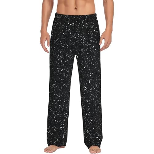 Black Glitter Print Men'S Pajama Pants Soft Sleep Lounge Pants With Pockets-