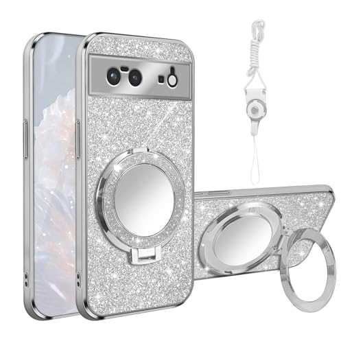 Coque compatible MagSafe pour Google Pixel 6 avec anneau support et miroir
