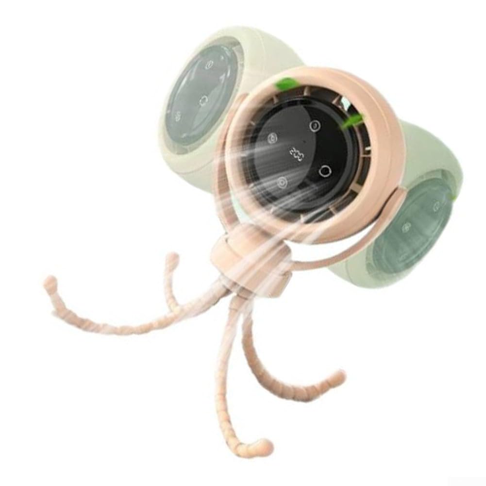 Ventilatore per passeggino 6000 mAh silenzioso senza lama per bambini (bianco) | Sicurezza senza lama, 6000mAh per batteria, motore silenzioso, 3 velocità, gambe flessibili treppiede per passeggino