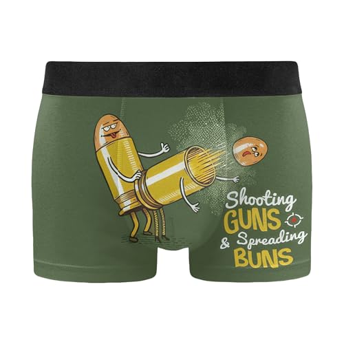 Generic Shooting Guns & Spreading Buns Custom Name Men Boxer Briefs, Personalized Couple Name Men Boxer Briefs, Funny Gift For Him Black, X-Large