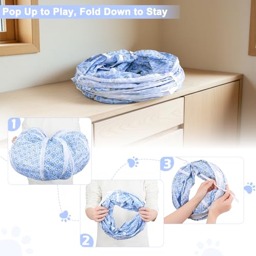Image of Glittme Cat Tunnel, Cat Tunnels for Indoor Cats, S-Shape Peekaboo Cat Cave with Cat Toys, Foldable Cat Tubes and Tunnels for Cats, Rabbit, Puppy, Guinea Pig