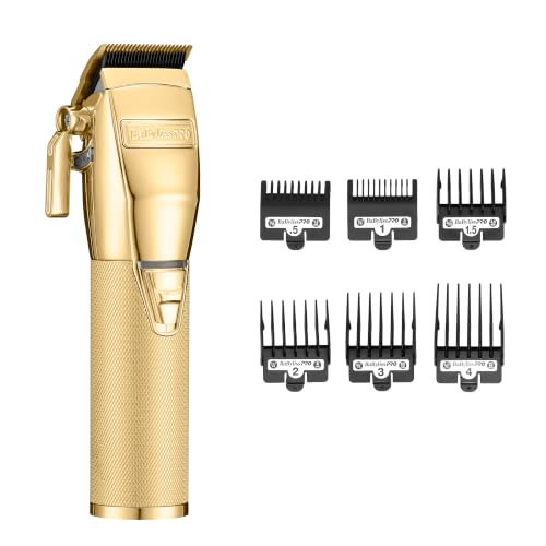 BaBylissPRO Hair Clippers for Men, All-Metal Build, 3-hr Runtime, Gold