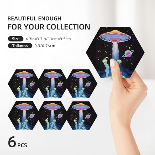 Dessous de verre en céramique lot de 6 avec support pour table - 4