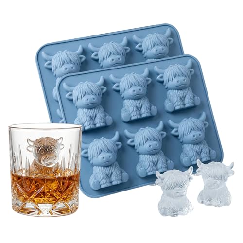 Molde para cubitos de hielo de silicona azul con figura de vaca miniatura 1