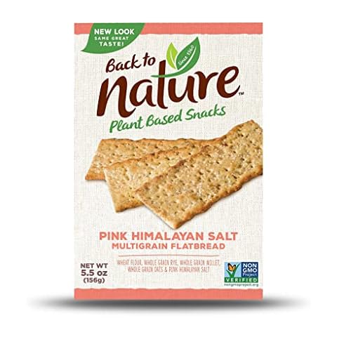 Back to Nature Pink Himalayan Salt Multigrain Flatbread Crackers - Dairy Free, Non-GMO, Made with Wheat Flour & Whole Grains, Delicious & Quality Snacks, 5.5 Ounce (Pack of 6) Cover