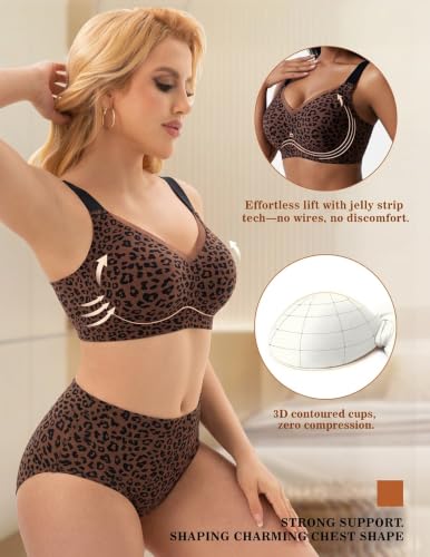 Image of PoseFree Seamless Jelly Bra Wireless Supportive V Mesh Bra for Older Women | Full Coverage,Everyday,Buttery Soft Invisible Under Tshirt Bralettes,No Underwire,Back Smoothing,Plus Size,All-Age Comfort