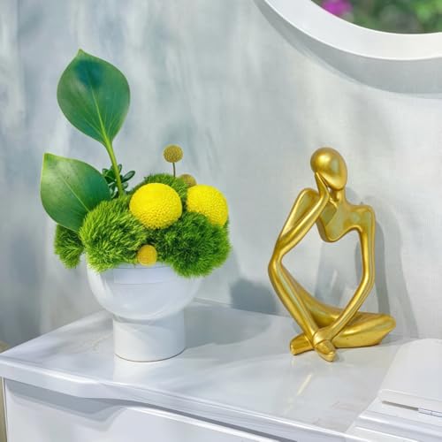 Set de 3 estatuas pensador en resina dorada miniatura 5
