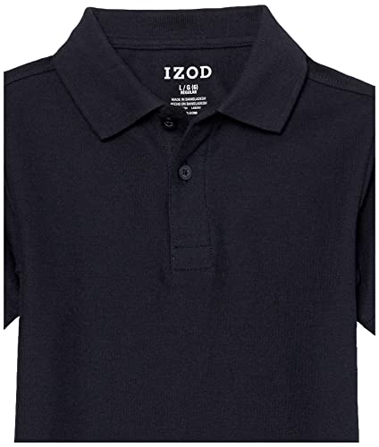 Image of IZOD Boys' School Uniform Short Sleeve Polo Shirt, Button Closure, Comfortable & Soft Pique Fabric