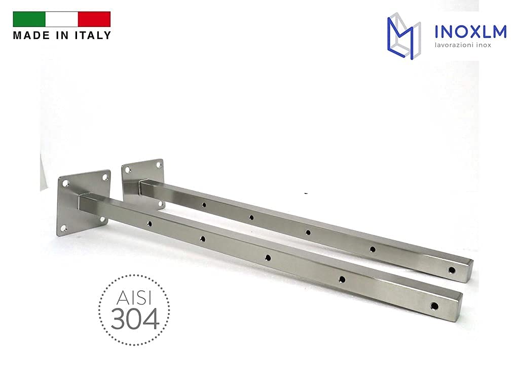 INOXLM Bras d’Étendoir Mural en Acier INOX AISI 304 57cm, Support Séchoir, Étendoir Mural INOX Résistant aux Intempéries - Kit de Fixation Inclus