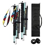Set mit 2 Faltbaren Wanderstöcken, Ultraleichte, Zusammenklappbare Wanderstöcke Aus Carbonfaser, Eva-Schaumstoffgriff, mit Stoßdämpfung und Schnellverschlusssystem(Blue,115cm)