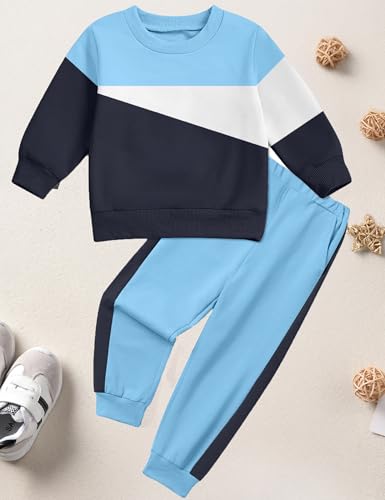 Image of Toddler Boy Clothes Long Sleeve Hoodie Sweatsuits Tops and Pants 2Pcs Boys Fall Winter Outfits Set