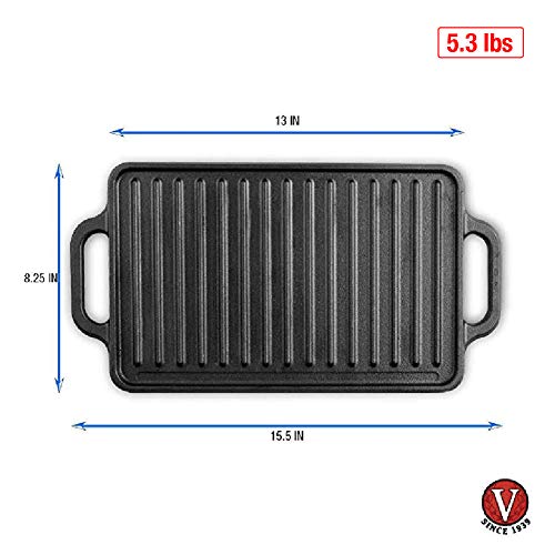 Victoria Rectangular Cast Iron Griddle Grill - Image 5