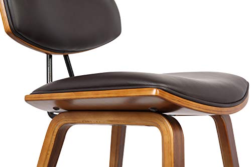 Armen Living Fox 25.5" Seat Height Brown Faux Leather and Walnut Wood Mid-Century Modern Bar Stool, Set of 2 by Armen Living - Image 4