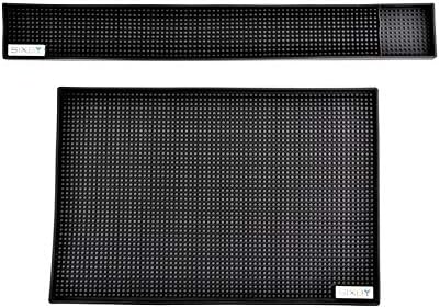 2x Bar Mats, Glass Stacking Mats (Studded) (Black)