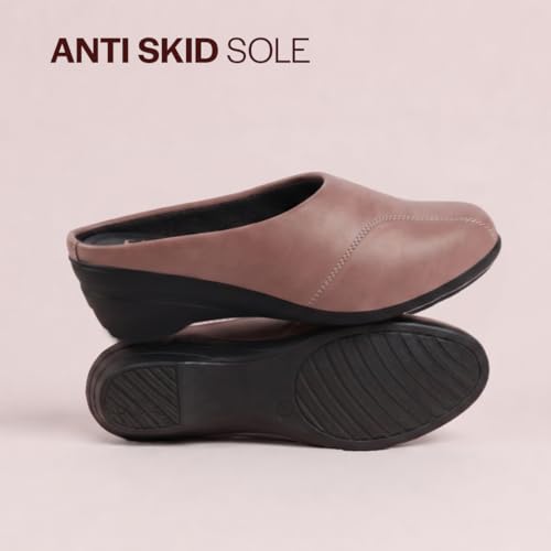 Image of FAUSTO Women Formal Back Open Platform Wedge Heel Slip‑On Mule Shoes | Stylish Office Footwear | Comfortable Fashion Shoes