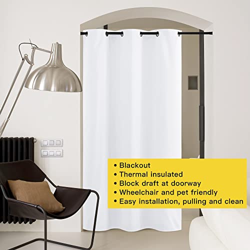 Image of NICETOWN Curtains & Drapes for Door Tapestry, 84 inches Long Door Curtains for Bathroom Pantry Bedroom Closet (White, 1 Panel, 5ft Wide x 7ft Long)
