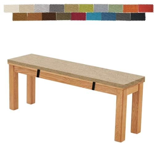 Firsttry ダイニングベンチ クッション 椅子用 長座布団 120*30*3 高密度メモリーフォーム 高反発 カバーが洗える ストラップ付き 四角形 シートクッション 食卓椅子用座布団 すべり止め付き お尻に優しい ベージュ