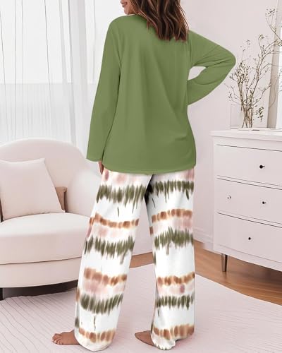 CHICME Womens Pajamas Sets 2 Piece Long Sleeve Lounge Set 2025 Loose Pants Pj Sets Loungewear with Pockets2