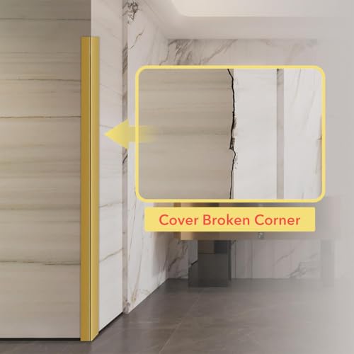 Image of HASTHIP 1 Rolls Golden Wall Molding Trim - Flexible PVC Wall Molding Trim & Corner Guards & Caulk Strip, Apply in Table Edge Door Frame Baseboard for Protection and Decoration, 9.84ft x 0.78in