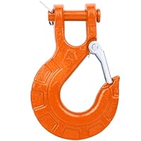 Winch Hook 3/8\,Heavy Duty geschmiedeter Stahl Grade 70 Sicherheitsriegel Winch Hook Clevis Slip Hook mit Sicherheitsriegel Max 35,000 lbs für Winch Rope, ATV, UTV, Off Road Vehicle (Orange)