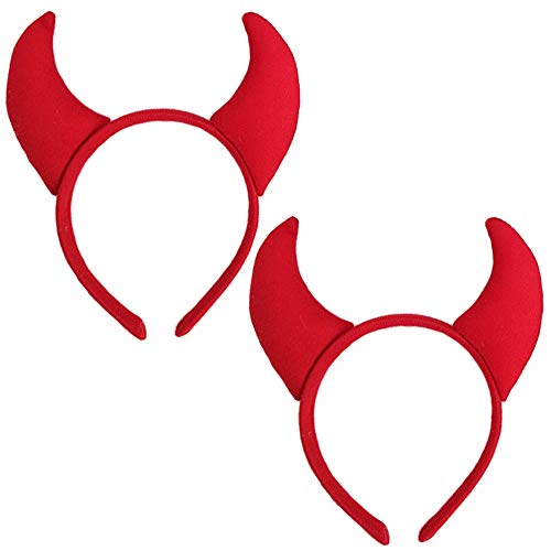 Halloween Devil Headband Devil Horns Headbands Hair Bands Red Devils Ears Headpiece Women Devil Hairband Hair Hoops Party Decoration Cosplay Costume Headdress Cute Handmade Hair Accessories 2 Pack