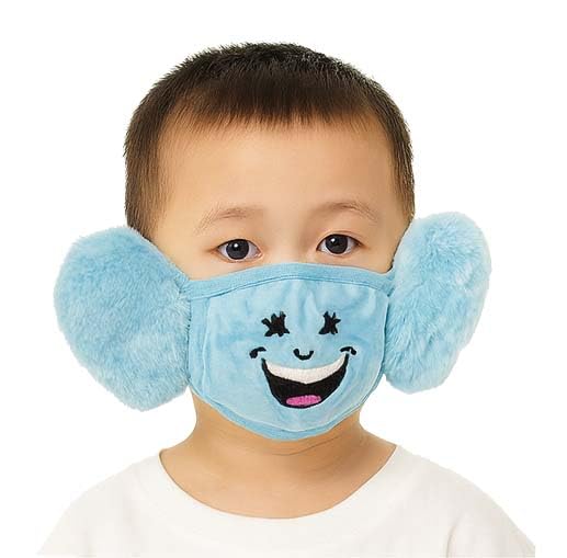 mikoniko Kids Soft Plush Winter Face Mask with Ear Covers | Cold Protection for Boys & Girls (3–10 Years) | Pack of 1_Blue-picture-23
