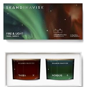 Skandinavisk FIRE & Light Giftset of 2 Scented Candles. NORDLYS 'Northern Light' and TAKKA 'Fireplace'. Vegan Formula. 2 x 3.17 oz. Gift Set Skandinavisk FIRE Light Giftset of 2 Scented Candles NORDLYS Northern Light and TAKKA Fireplace Vegan Formula 2 x 317 oz Gift Set