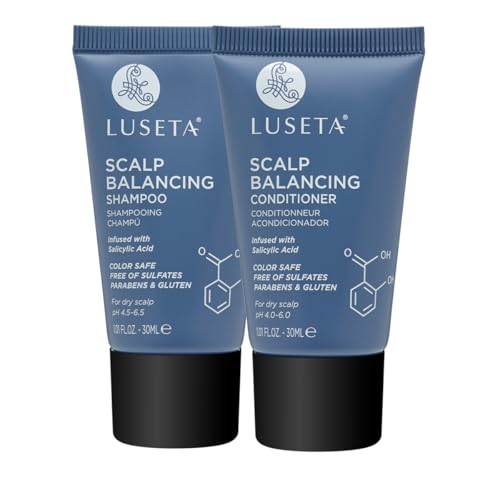 Image of Luseta Scalp Balancing Shampoo and Conditioner Travel Set 2 x 1.01 Fl Oz | Travel Scalp Care, Compact Hair Routine, Post-Gym Refresh, Anti-Dandruff Shampoo for Men, Clarifying, pH-Balanced