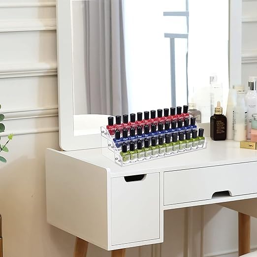 Nail Polish Rack 3 Tier Acrylic Display Stand Holder Nail Polish Organizer Essential Oil Storage Paint Shelf Holds Up to 36-56 Bottles-image-14