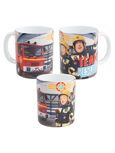 Feuerwehrmann Sam Tasse - Team Rescue Kaffeetasse Becher Kaffeebecher aus Keramik 320 ml