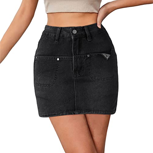 Jupe cargo taille basse en jean noir taille 36 coupe courte et ajustée