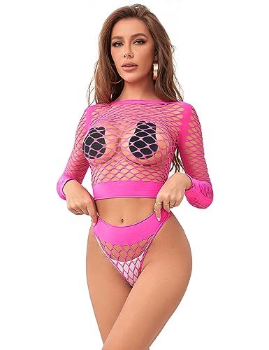 41nR2BrK6NL - ohyeahlady Lenceria Mujer Sexy Eróticas Ropa Sensual Conjunto Lenceria Mallas Lenceria Hot Ropa Interior Conjuntos Mini Vestido(Rosa,L-XXL)