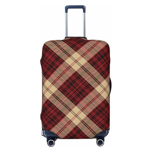 Tartan-Beige-Black-And-Red-Plaid-Tartan-Flannel-Shirt-S-Trendy-Ti Luggage Cover, Protective Washable Suitcase Cover - Travel Fashion Elastic Suitcase Protector Large