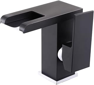 Grifo de lavabo de baño de cascada con luces LED que cambian de color luminoso, mango único, construcción de cobre, diseño de montaje en cubierta, indicador de temperatura, LED de tres