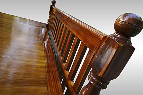Image of Wooden cot Queen Size (75X60 inch) bedsize Without Storage Teak Finish (Brown)