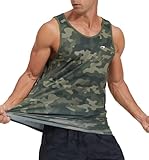 KPSUN Men's Quick Dry Sports Tank Tops Athletic Gym Bodybuilding Fitness Sleeveless Shirts for Beach Running Workout(Camo Green M)