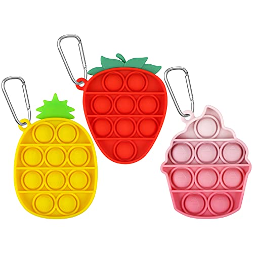 EVERMARKET 3 Pack Mini Push Pop Bubble Sensory Fidget Toy Keychains,Simple Fidget Toy Keychains Stress Relief Hand Toys Wrap Pop Anxiety Reliever Office Desk Toys(Pineapple,Stawberry,Ice Cream) EVERMARKET 3 Pack Mini Push Pop Bubble Sensory Fidget Toy Keychains,Simple Fidget Toy Keychains Stress Relief Hand Toys Wrap Pop Anxiety Reliever Office Desk Toys(Pineapple,Stawberry,Ice Cream)