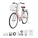 VEVOR Women Bike, 7-Speed and 1-Speed, 24-26 Inch Pink and Light Blue Beach Cruiser Bike, with Large Capacity Basket and Rear Rack, Adjustable Seat, Fits for Cycling, Exercise & Shopping