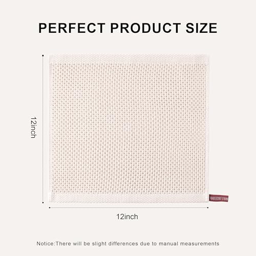 Image of joybest Cotton Kitchen Dish Cloths, 8-Pack Waffle Weave Ultra Soft Absorbent Dish Towels Washcloths Quick Drying Dish Rags, 12x12 Inches, Beige