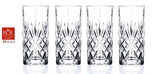 Rcr Cristalleria Italiana Crystal Glass Drinkware Set (Highball Cocktail Tumbler (12.25 Oz) - 4 Piece) #TOP1