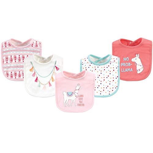 Little Treasure Cotton Drooler Bibs, 5 Pack, Llama